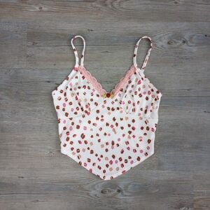 Y2K Lace Asymmetrical Lipstick Coquette Cami